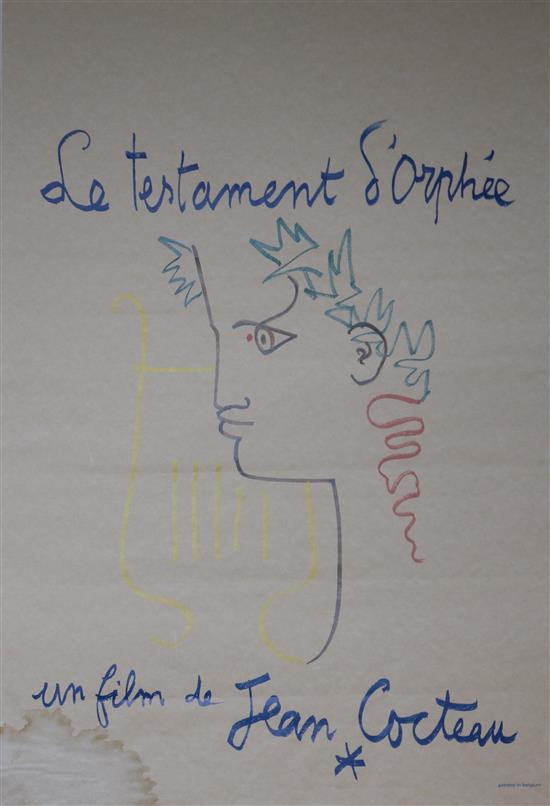 After Jean Cocteau, colour print, Le Testament Dorphee, 54 x 36cm, unframed